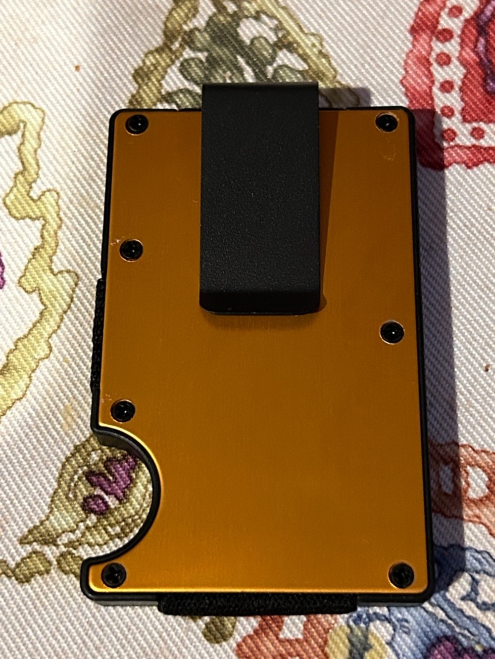 The Ridge Style RFID Blocking Minimilist Wallet w/ money clip- Goldish Orange